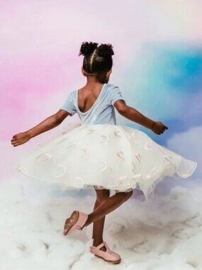 Girls Pleiades Light Blue Velvet Rainbow Tulle Poofy Twirl Occasion Dress size 8